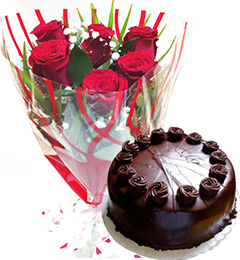 Red Roses Bunch Eggless Chocolate Truffle Cake
